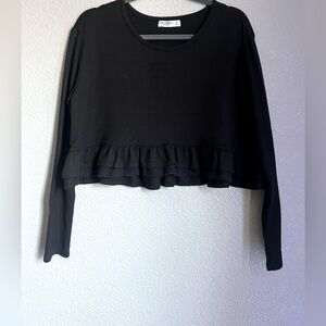 Arizona Jean Co Ruffle Long Sleeve Cropped Top